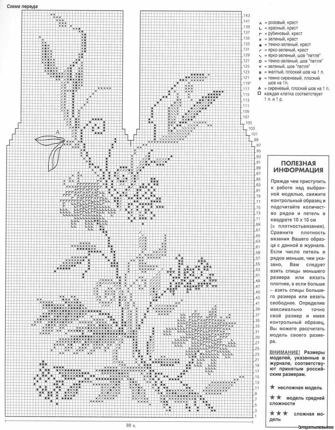 Рисунок цветка для вязания спицами 868